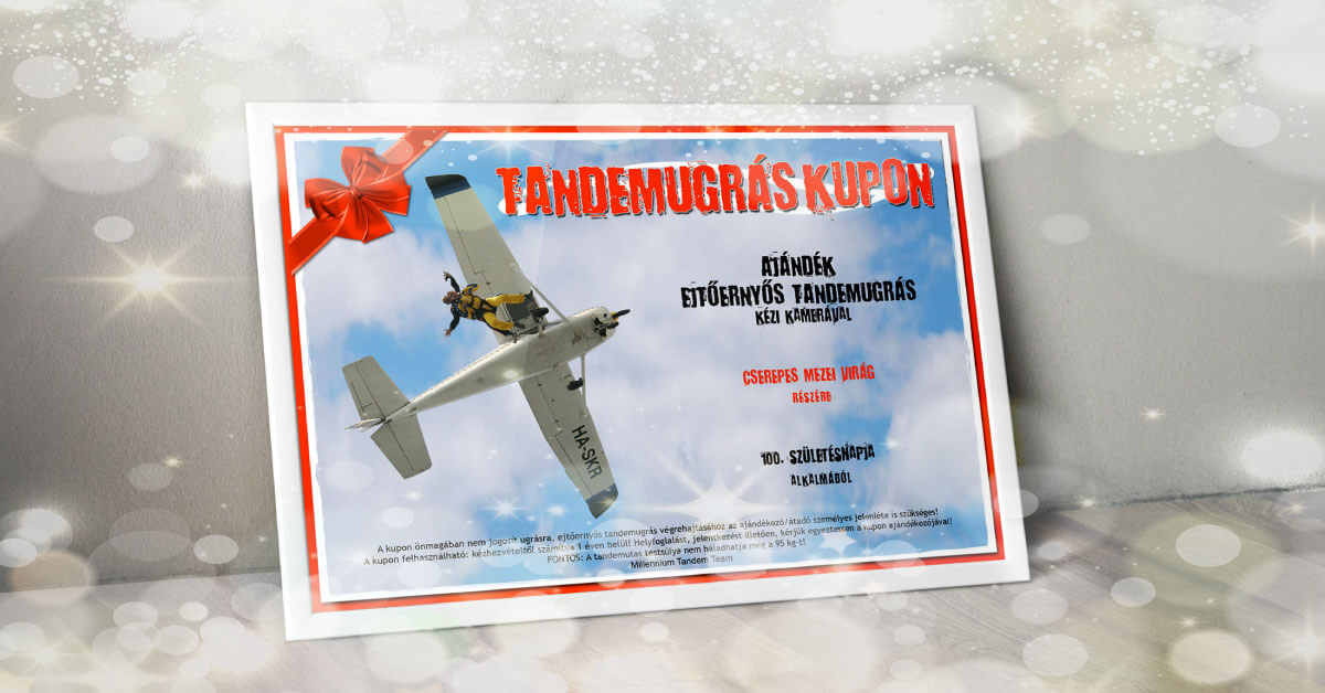 Tandem skydive gift voucher for Christmas 2015 - post